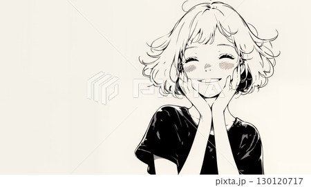 満面の笑みでYesと言っている若い女性（シンプルな色使い）