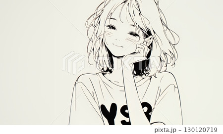満面の笑みでYesと言っている若い女性（シンプルな色使い）