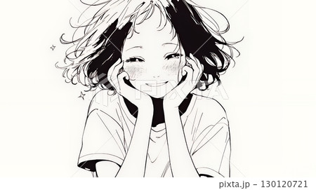 満面の笑みでYesと言っている若い女性（シンプルな色使い）