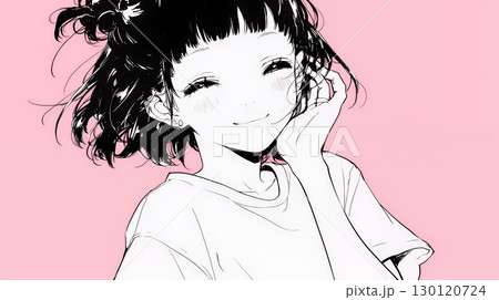 満面の笑みでYesと言っている若い女性（シンプルな色使い）