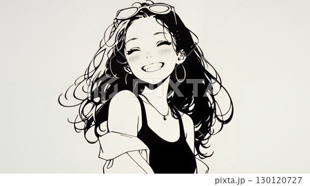 満面の笑みでYesと言っている若い女性（シンプルな色使い）