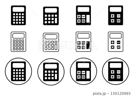 Calculator Icons Set. Accounting calculator symbols. Calculator Icons in Various Styles. 130120993