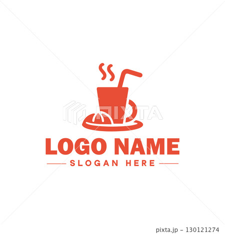 restaurant, bar, coffee shop, bbq, bakery, cafe, food logo and icon symbol clean flat modern minimalist business logo design editable vector 130121274