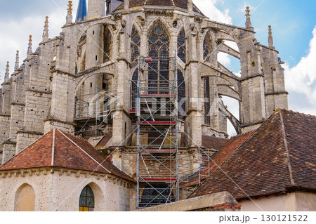 Gothic Cathedral Restoration Scaffolding Against Ancient Stone Architecture Beauty Gothic Cathedral Restoration Scaffolding Against Ancient Stone Architecture Beauty 130121522
