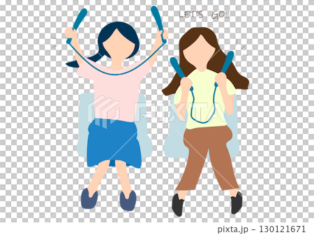 Illustration material of two women watching sports 130121671