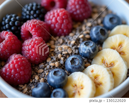 Close-up Macro of Delicious and Healthy Fruit and Seed Breakfast Bowl 130122020
