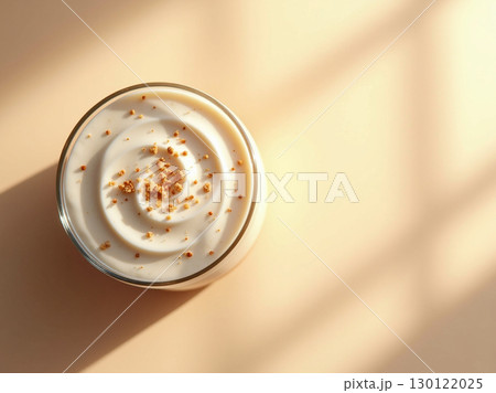 Creamy Top View Dessert Glass with Crumbles and Light Play Food 130122025