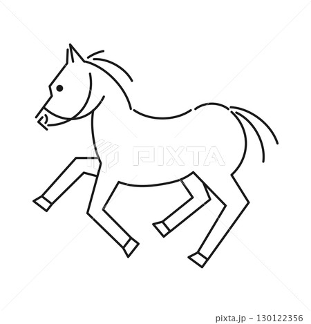 シンプルな走る馬の線画のイラスト 横向き 全身 シンプルな走る馬の線画のイラスト 横向き 全身 130122356