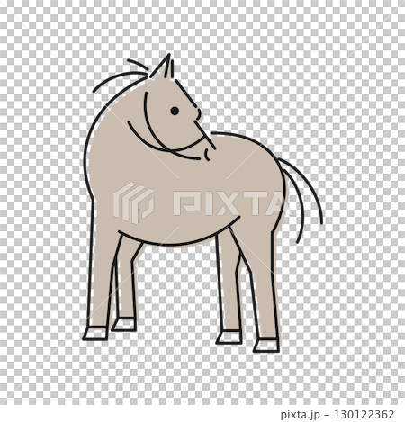 Stylish line drawing of a horse, landscape, full body, colored Stylish line drawing of a horse, landscape, full body, colored 130122362