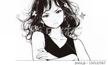 Noという表現を思いっきり顔に表しているる女性（シンプルな色使い）