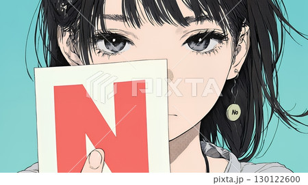 Noのレッドカードサインを出している女性
