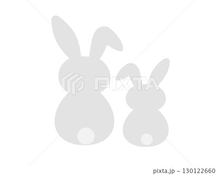 座っている、ウサギの親子のアイコンのイラスト 座っている、ウサギの親子のアイコンのイラスト 130122660