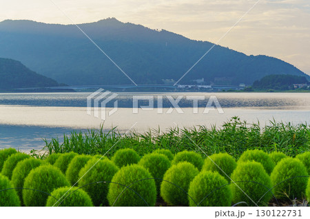【山梨県】河口湖と河口湖大橋・大石公園(富士河口湖町)からの撮影 130122731