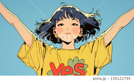 笑顔でYesサインを出している女性
