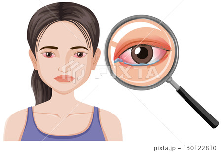 Woman with Red Eyes and Eye Irritation Close-Up 130122810