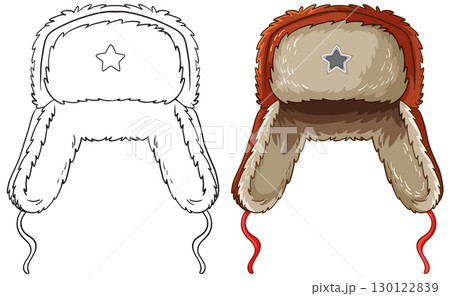 Fur Ushanka Hat with Star Emblem Vector Illustration Fur Ushanka Hat with Star Emblem Vector Illustration 130122839