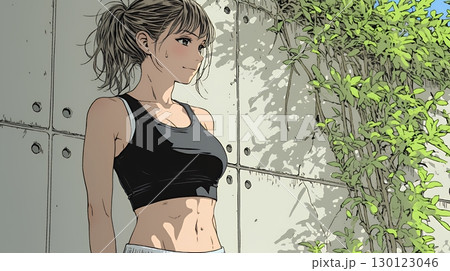 ウェストライン（腰回り）をチェックしている女性