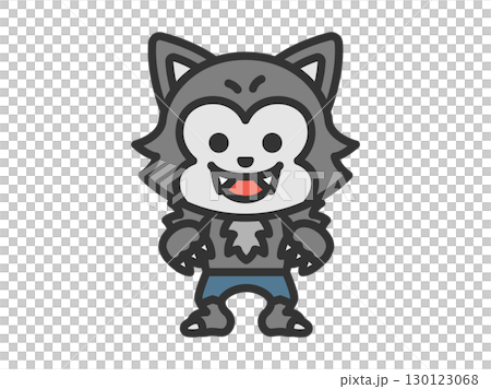 狼人角色圖示插圖(線條畫顏色) 狼人角色圖示插圖(線條畫顏色) 130123068