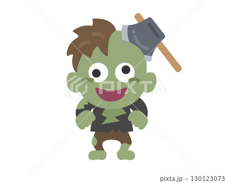 斧が刺さった、ゾンビのキャラクターのアイコンのイラスト 斧が刺さった、ゾンビのキャラクターのアイコンのイラスト 130123073