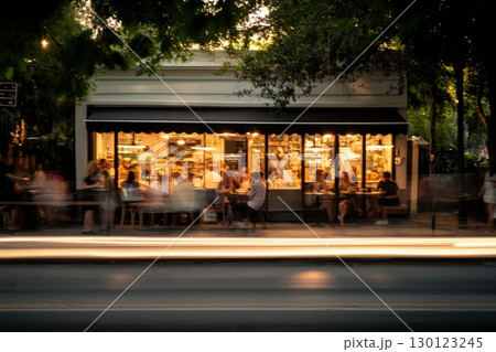 Urban Storefront with People Reflecting in Display 130123245