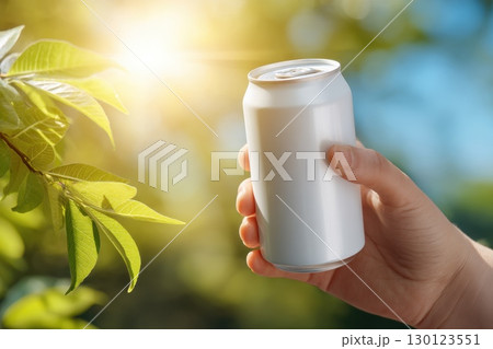 A person is holding a can of soda in a tree 130123551