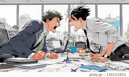 オフィスで言い争いをしているビジネスパーソン