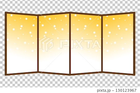 帶有小櫻花圖案的金色屏風插圖素材 130123967