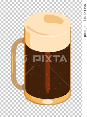 Illustration of dark beer poured into a mug (left) Illustration of dark beer poured into a mug (left) 130124450