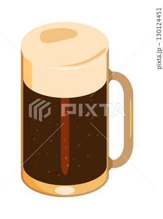 ジョッキに注いだ黒ビールのイラスト　右 130124451