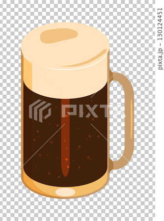 ジョッキに注いだ黒ビールのイラスト　右 130124451