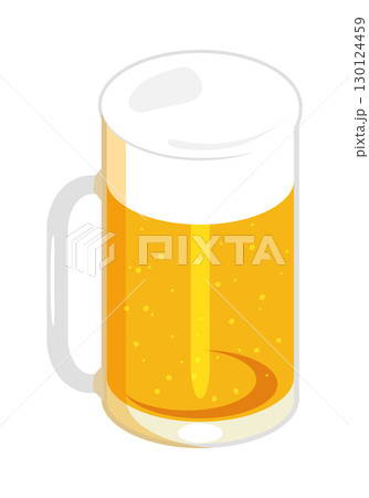 ジョッキに注いだビールのイラスト 左 ジョッキに注いだビールのイラスト 左 130124459