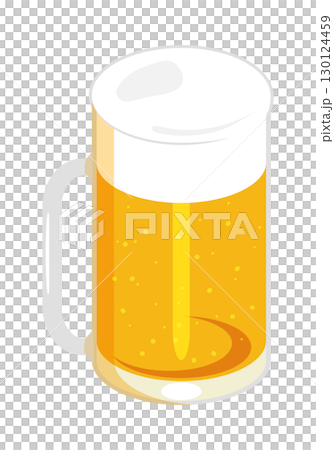 ジョッキに注いだビールのイラスト 左 ジョッキに注いだビールのイラスト 左 130124459