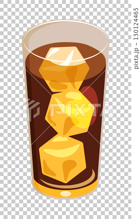 グラスに注いだ烏龍茶のイラスト 130124465