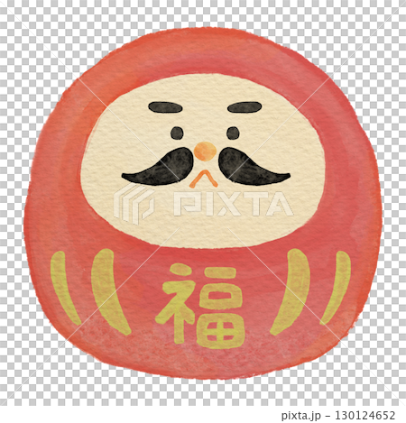 Watercolor illustration of a Daruma 130124652