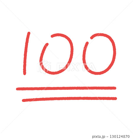 くっきりした赤の手書きのかわいい100点の文字 - 点数や番号を表す数字、満点・完璧のイメージ くっきりした赤の手書きのかわいい100点の文字 - 点数や番号を表す数字、満点・完璧のイメージ 130124870