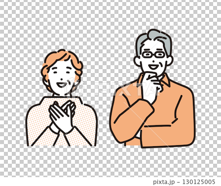 Simple illustration of smiling senior men and women Simple illustration of smiling senior men and women 130125005