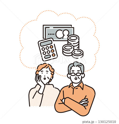 シンプル イラスト 資産運用について考えるシニアの男女 人物 シンプル イラスト 資産運用について考えるシニアの男女 人物 130125010