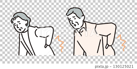 老年男性和女性背痛的簡單說明 老年男性和女性背痛的簡單說明 130125021