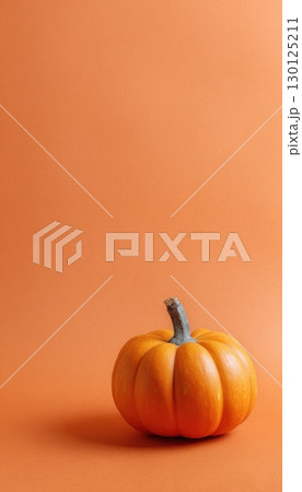 Minimalist Studio Shot of Pumpkin on Pastel Orange Background 130125211