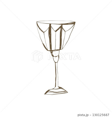 Hand drawn goblet in simple sketch style for gothic party feast decor poster and card design Hand drawn goblet in simple sketch style for gothic party feast decor poster and card design 130125687