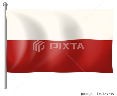 Poland National Flag Waving on Silver Flagpole 130125749
