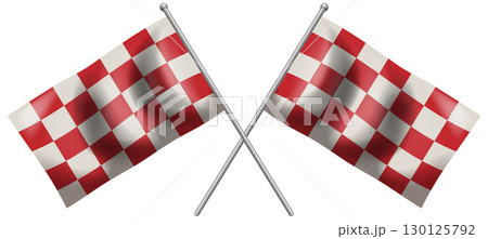Crossed Red and White Checkered Racing Flags Illustration 130125792