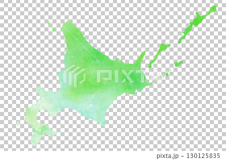 Watercolor style silhouette illustration of Hokkaido. Watercolor texture. Watercolor style silhouette illustration of Hokkaido. Watercolor texture. 130125835