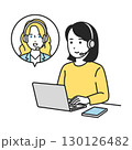 パソコンでオンライン英会話を受講する女性生徒のイラスト 130126482