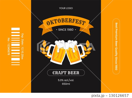 Oktoberfest Festival Label Product Flat Cartoon Hand-Drawn Social Media Template Illustration 130126657