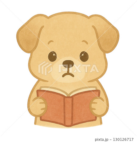 本を読んでる子犬のイラスト 130126717