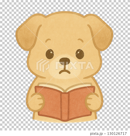 本を読んでる子犬のイラスト 130126717