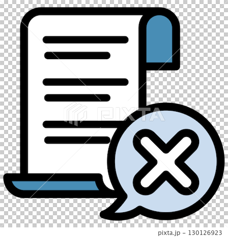 Illustration icon material set: Crossmark document file 113 130126923