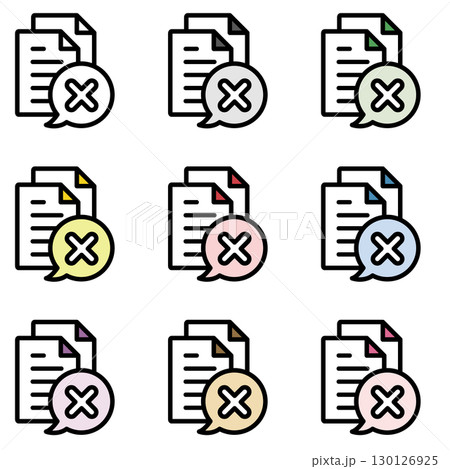 イラストアイコン素材セット:クロスマークドキュメントファイル109 イラストアイコン素材セット:クロスマークドキュメントファイル109 130126925