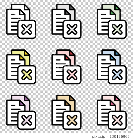 Illustration icon material set: Crossmark document file 116 Illustration icon material set: Crossmark document file 116 130126963